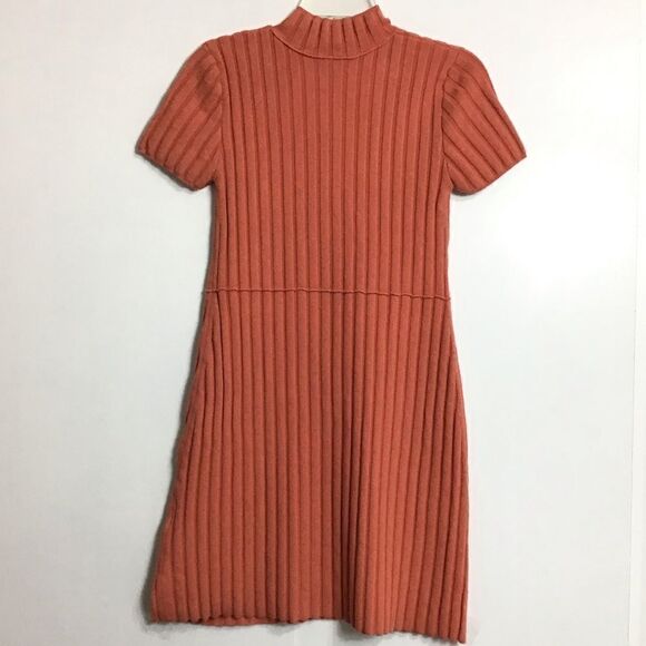 Free People Orange Lottie Rib Mini Dress New Size Small - Picture 3 of 10